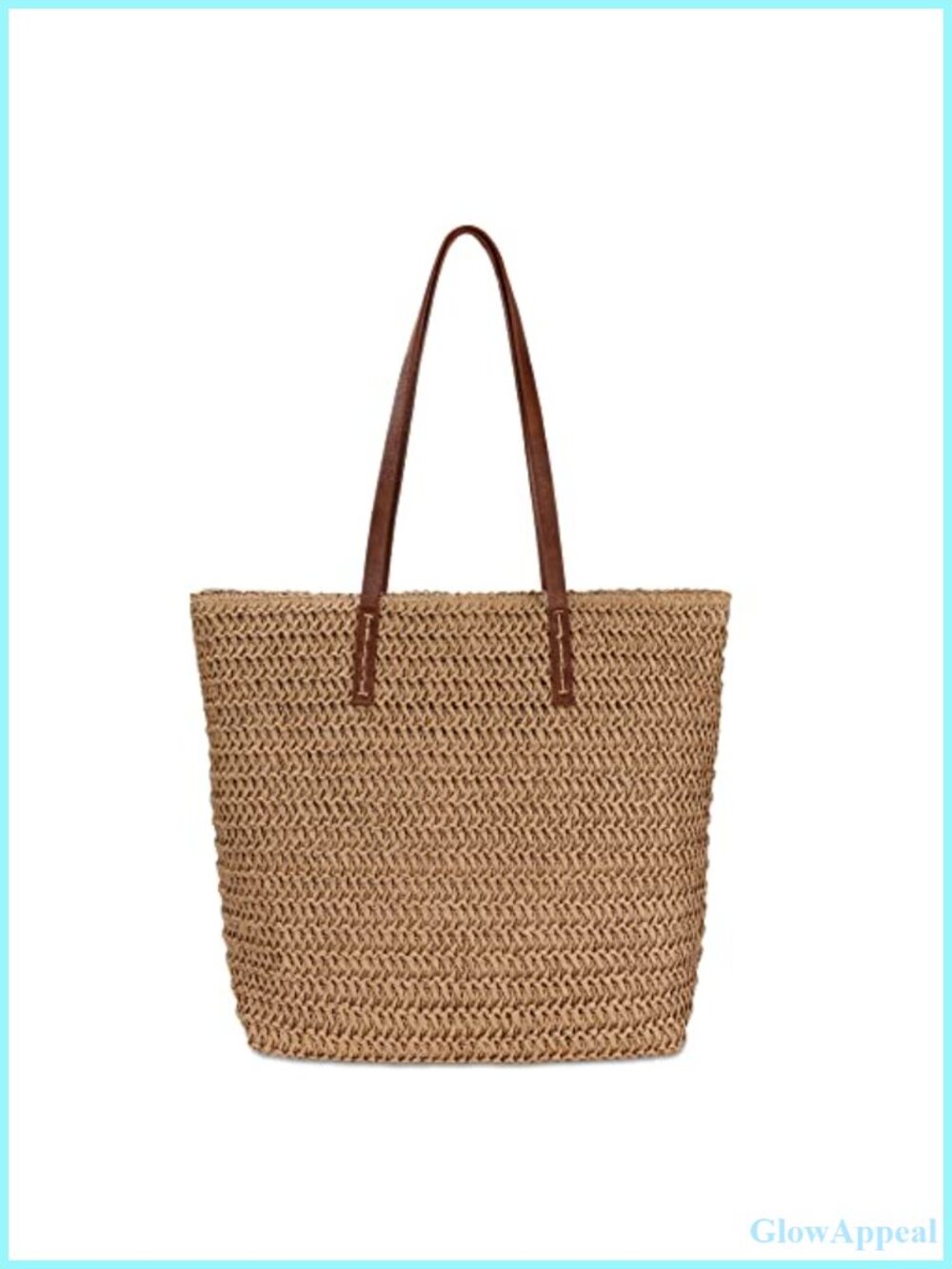 Women's Large Straw Beach Tote Bag Handwoven Faux Leather Shoulder Purse